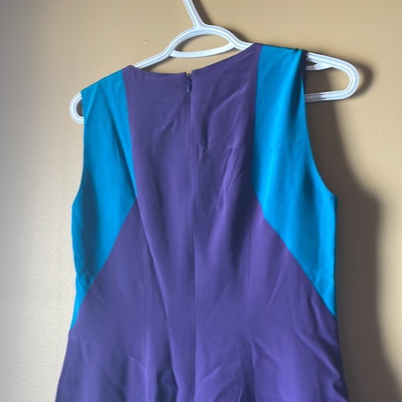 CUT25 silk sheath dress sz6 fully lined navy, teal & purple NWT Yigal AZROUEL - Picture 3 of 6